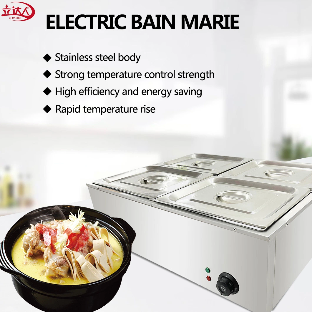 CE Approved Stainless Steel 4-Pan Soup Warmer Bain Marie Cookware Keep Soup Warming Soup Bain Marie Restaurant Kitchenware Amenity